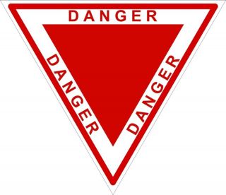 1x Danger Triangle Red Warning Vinyl Sticker Bumper New