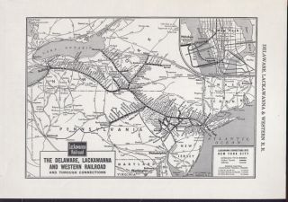 Small Old Map of The Delaware Lackawanna Western RR