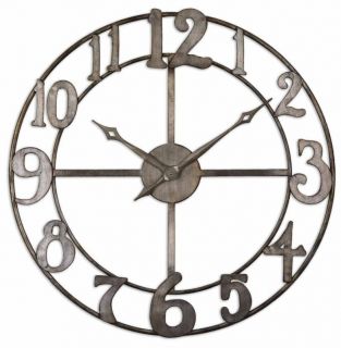 Antique Silver Open Face Delevan Large Wall Clock