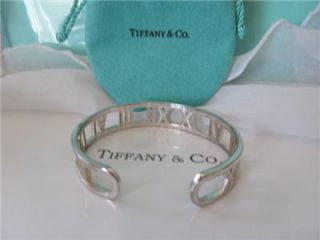 Tiffany & Co Atlas Cuff Roman Numeral Sterling Silver Bracelet