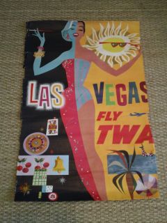  David Klein TWA Las Vegas Travel Poster 1960s Airline Rat Pack