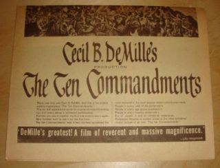 Cecil B. DeMilles The Ten Commandments 1956 Film Ad Charlton Heston