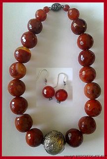  Vintage Chinese Silver Carnelian Dragon Necklace Set