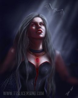 Dark Vampire Goth Gothic Vamp Fantasy Art Painting Print 5x7 Signed