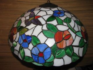Large Stained Glass Hummingbirds & Floral Tiffany Style Leaded Table