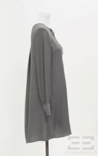 Derek Lam Grey Stripe Silk Long Sleeve Dress Size US 4