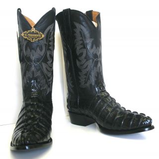 Crocodile Alligator Tail Cut Design Mans Western Cowboy Boots Rounded