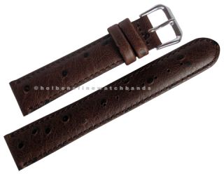 18mm Ostrich Grain Brown Leather deBeer Mens Watch Band Strap