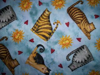 yd x 44 Home Sweet Home by Debi Hron for SPx Fabrics Blue Cats Sun
