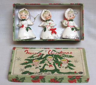 Vintage Set of Three Napco Christmas Angel Bells in The Gorgeous Orig