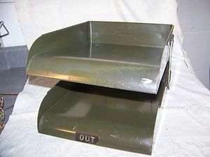   Wernicke 2 Tier In Out letter File Tray Holder Desk top Metal Retro