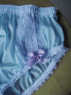  Pretty Blue Sissy Panties with Periwinkle Lace Lilac Bows L