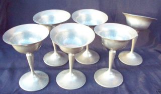 Pewter water wine champagne dessert ice cream stem glasses goblets set