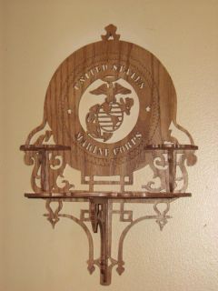 Decorative Oak Wooden Marine Corps Wall Shelf Handmade