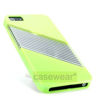 Neon Green Diagonal Line TPU Gel Skin Case Cover for Apple iPhone 5