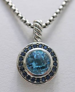 David Yurman Albion Blue Topaz Sapphire Necklace Round $550
