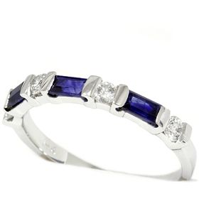Ladies 71ct Blue Sapphire Diamond Ring 14k White Gold Wedding
