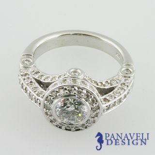 Antique Bezel Set 1 85 Ct Round Diamond Engagement Ring 18K White Gold