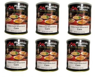 Cans of Mountain House Sweet Corn Freeze Dried Food 25 Year Shelf