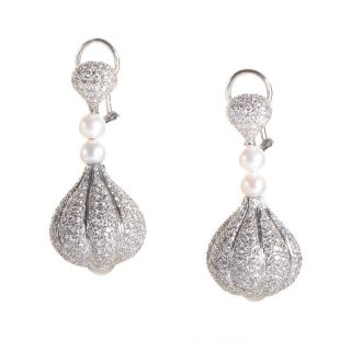 Majestic 18K White Gold Diamond Pearl Drop Earrings