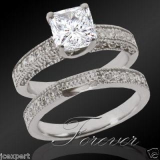 31 Carat Princess Cut Diamond Bridal Ring Set G VVS1 EGL