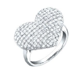 Wonderful Estate 14k White Gold Pave Diamond Heart Ring