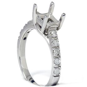 Diamond Engagement Ring Semi Mount Princess Cut Setting Pave Cathedral