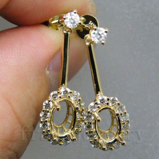   Solid 14Kt Yellow Gold Diamond Mount Setting Wedding Earrings F100