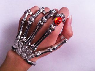 Skeleton Hand Ring Bracelet Delfina Delettrez LADY GAGA STYLE NEW