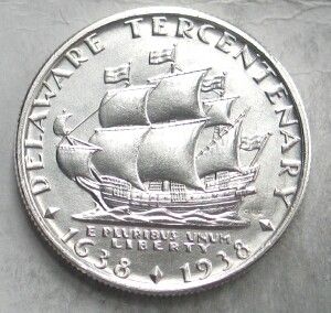 1936 delaware commemorative silver half gem bu elusive commemorative