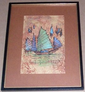 RARE Yan Sang Fishing Boat Chinese Oriental Painting