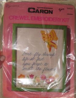  1975 Caron Crewel Embroidery Butterfly Sampler Pauline Denham