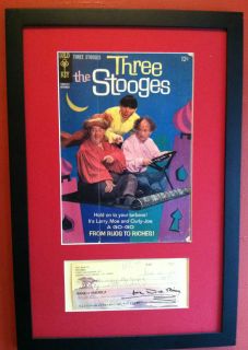 Curly Joe Derita Three Stooges signed framed autograph with vintage