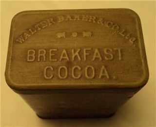 Vintage Breakfast Cocoa Tin Walter Baker Co La Belle Chocolatiere