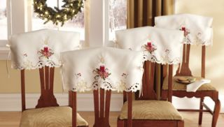   Christmas Candle Dining Chair Covers 4PC Holiday Candle Chair Cover
