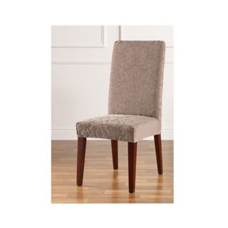 Stretch Jacquard Damask Short Dining Room Chair Cover Mushroom