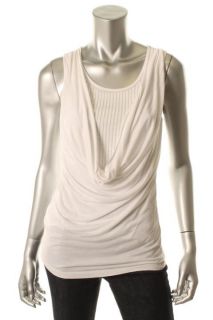 Design History New White Sequined Inset Tank Drape Front Tank Top