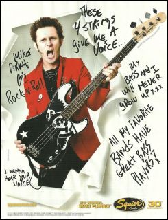GREEN DAY MIKE DIRNT SIGNATURE FENDER SQUIER PRECISION P BASS GUITAR