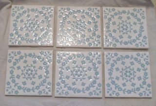 Vintage DISCONTINUED 1970s H R Johnson tiles ceramic BLUE BLOSSOM