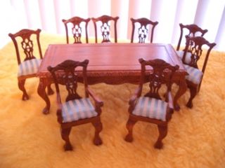 Discontinued Dollhouse Miniature Dining Table Chair 68g