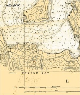 1920 OYSTER & HUNTINGTON BAY LONG ISLAND NEW YORK NAUTICAL CHART MAP