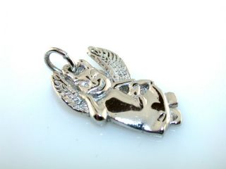 Vintage Angel Devil Sterling Silver Charm Pendant