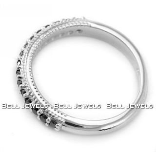 Fine Black Diamond Wedding Band Ring 14k White Gold Vintage Antique