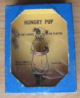 HUNGRY PUP dog vintage Gilbert Dexterity Puzzle game 2 Bones Platter