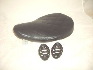  Solo Seat Black Diamond Leather 9 3 Flat Black Springs Bobber