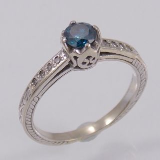 Gorgeous 18K White Gold Blue Diamond Ring Size 6 75 25cttw