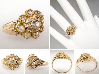 Victorian Era Antique Old Mine Cut Diamond Engagement Ring Solid 14k
