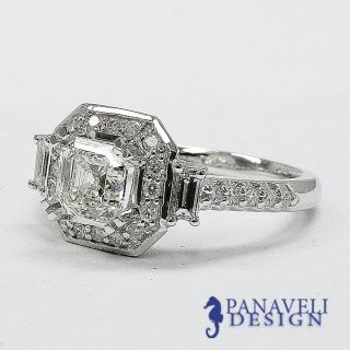 Antique Deco 1 40 Ct Asscher Cut Diamond Engagement Ring 14k White