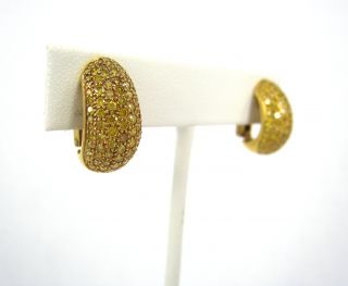  Natural Fancy Intense Yellow Diamond 18K Gold Huggie Earrings