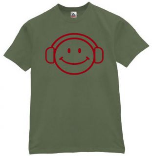 Happy Deejay Face T Shirt Music Funny Tee  Olive XL